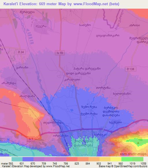 Karalet'i,Georgia Elevation Map