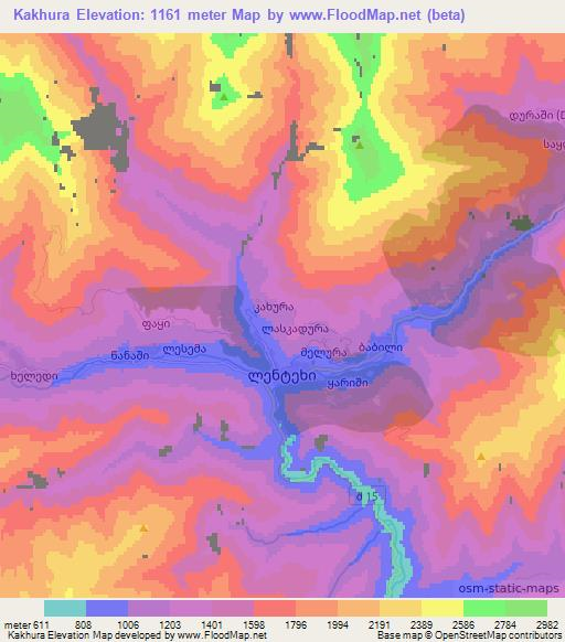Kakhura,Georgia Elevation Map