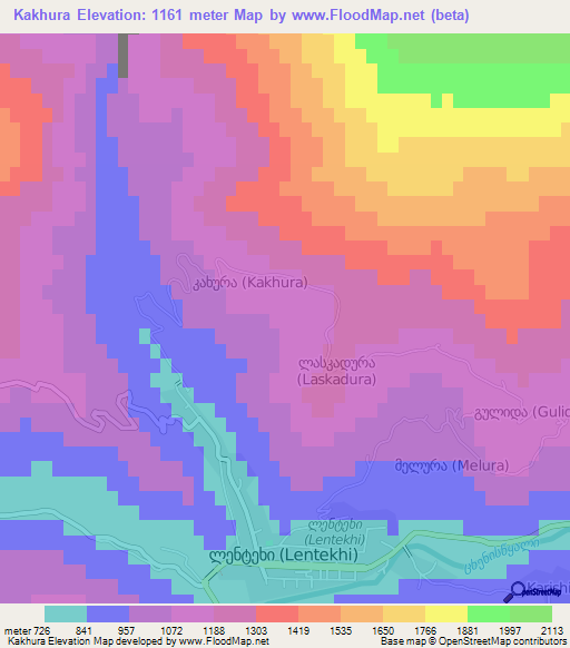 Kakhura,Georgia Elevation Map