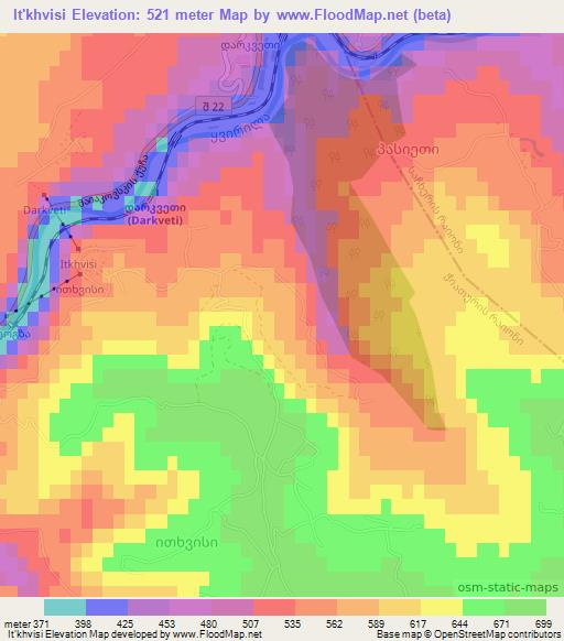 It'khvisi,Georgia Elevation Map