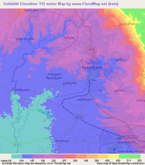 Gvishtibi,Georgia Elevation Map