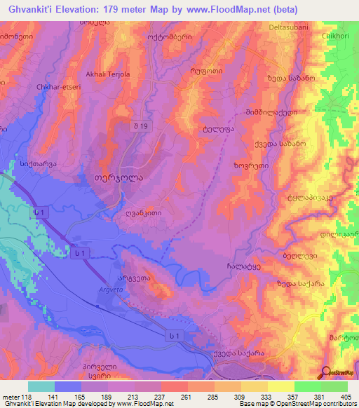 Ghvankit'i,Georgia Elevation Map