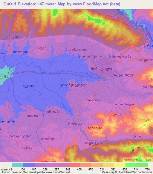 Gut'uri,Georgia Elevation Map