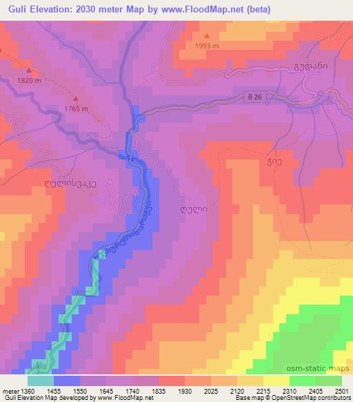 Guli,Georgia Elevation Map