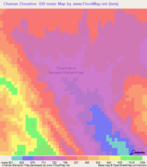 Chaman,Iran Elevation Map