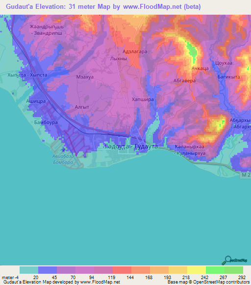 Gudaut'a,Georgia Elevation Map