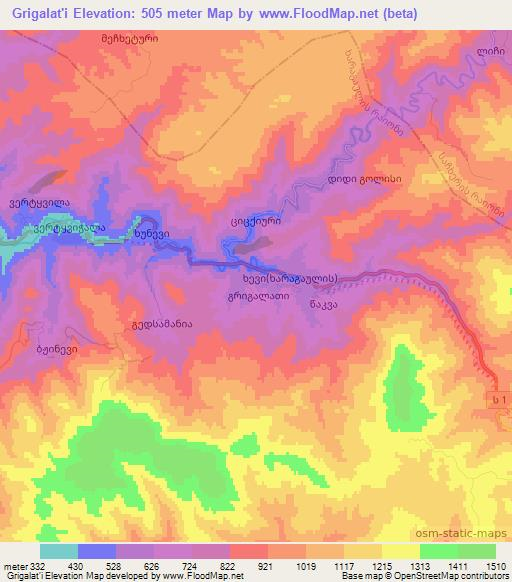 Grigalat'i,Georgia Elevation Map