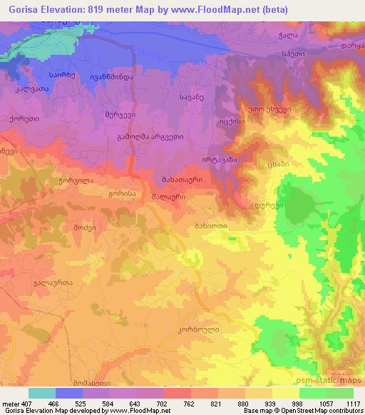 Gorisa,Georgia Elevation Map