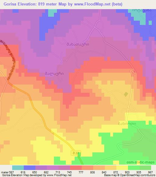 Gorisa,Georgia Elevation Map