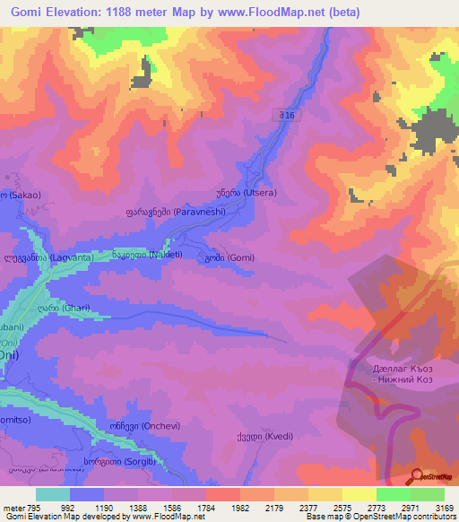 Gomi,Georgia Elevation Map