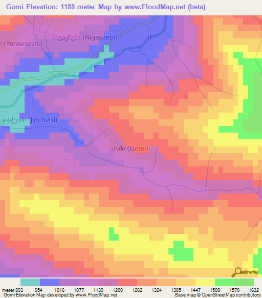 Gomi,Georgia Elevation Map