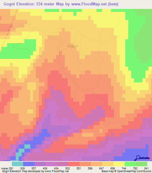 Gogni,Georgia Elevation Map