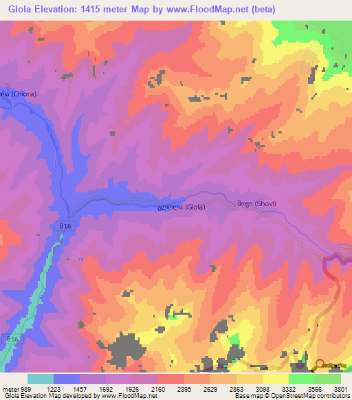 Glola,Georgia Elevation Map