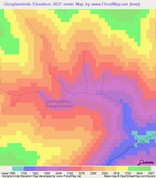 Giorgitsminda,Georgia Elevation Map