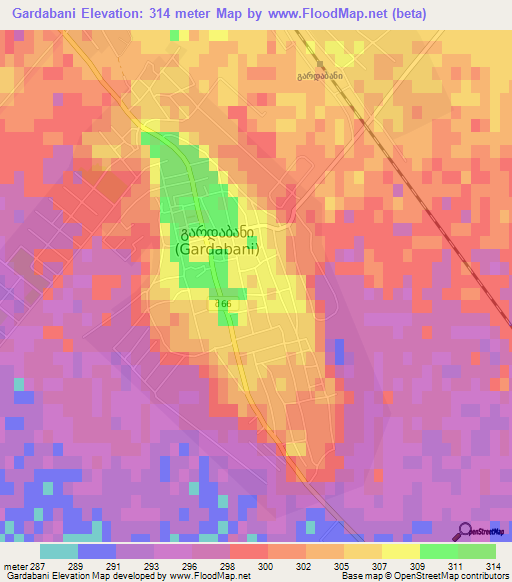 Gardabani,Georgia Elevation Map