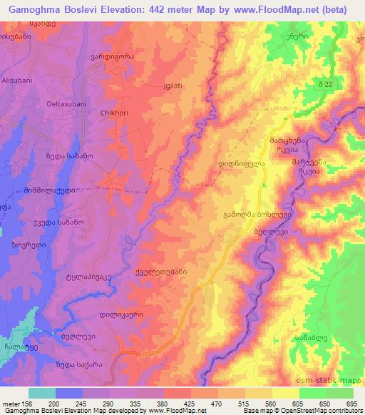 Gamoghma Boslevi,Georgia Elevation Map