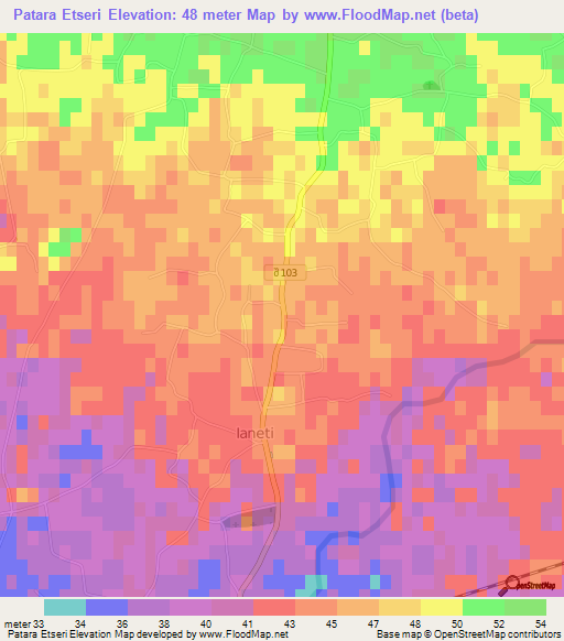 Patara Etseri,Georgia Elevation Map