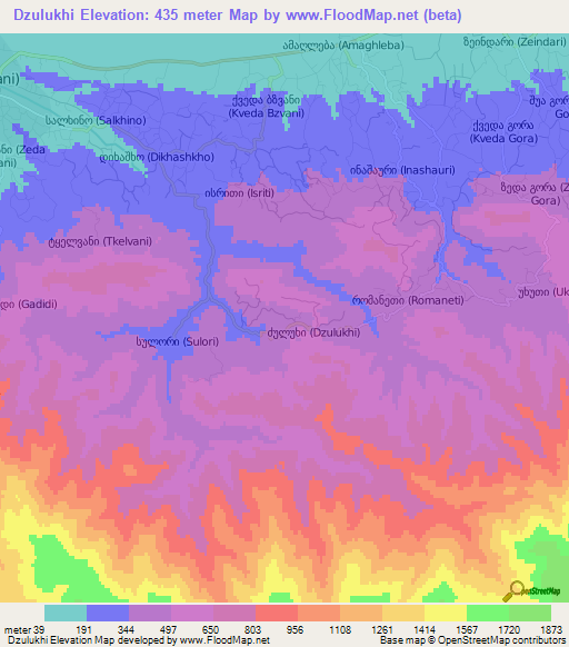Dzulukhi,Georgia Elevation Map