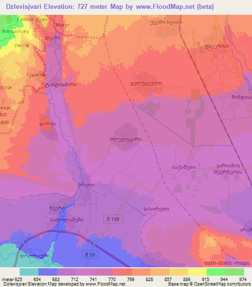 Dzlevisjvari,Georgia Elevation Map
