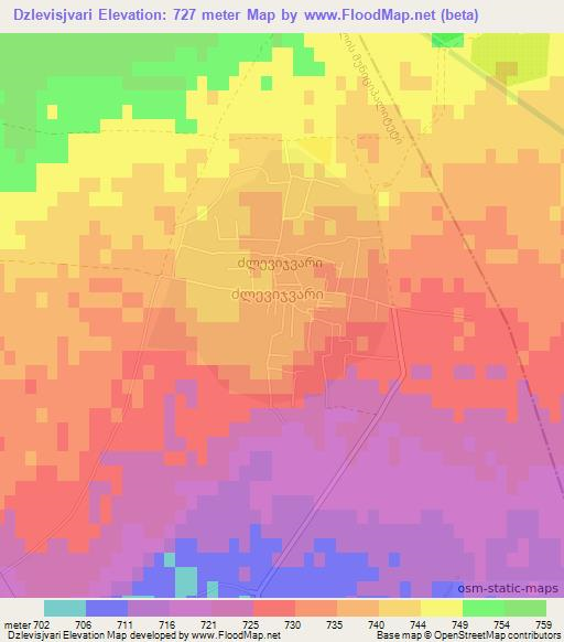 Dzlevisjvari,Georgia Elevation Map