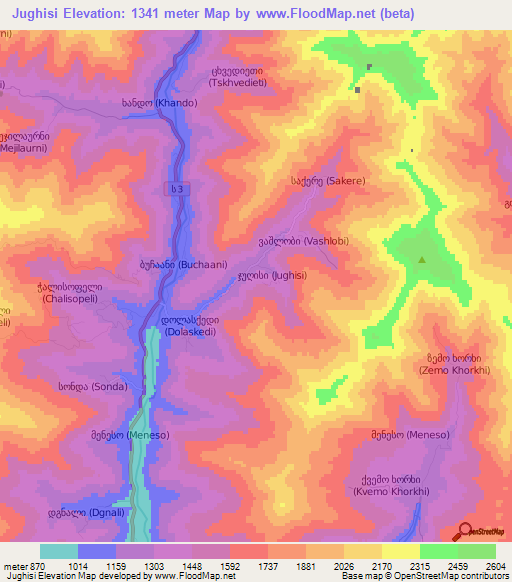 Jughisi,Georgia Elevation Map