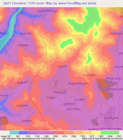 Jijet'i,Georgia Elevation Map