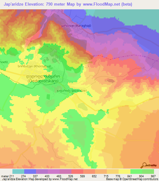 Jap'aridze,Georgia Elevation Map