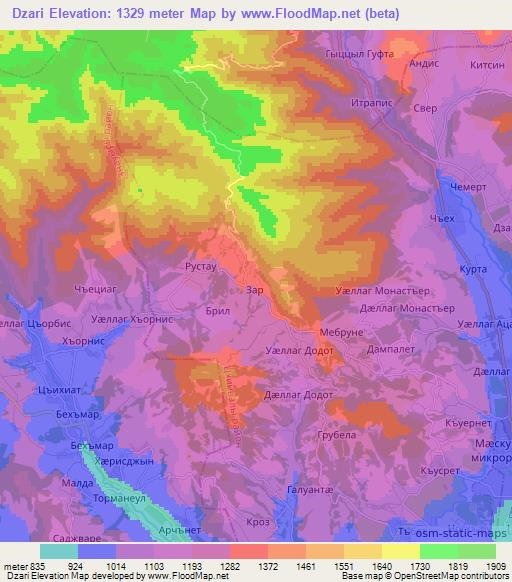 Dzari,Georgia Elevation Map