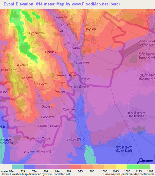 Dvani,Georgia Elevation Map