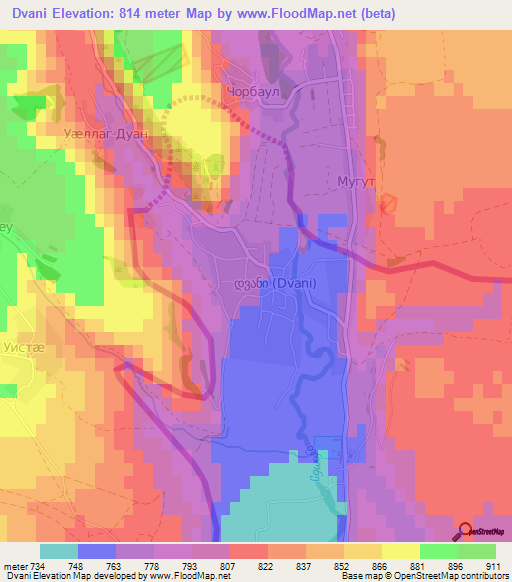 Dvani,Georgia Elevation Map