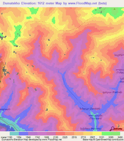 Dumatskho,Georgia Elevation Map