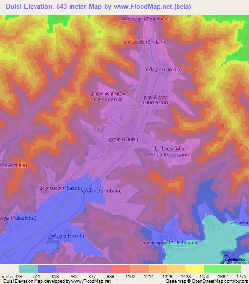 Duisi,Georgia Elevation Map