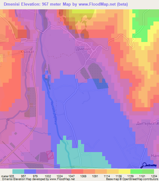 Dmenisi,Georgia Elevation Map