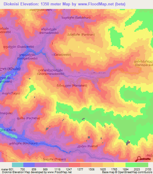 Dioknisi,Georgia Elevation Map