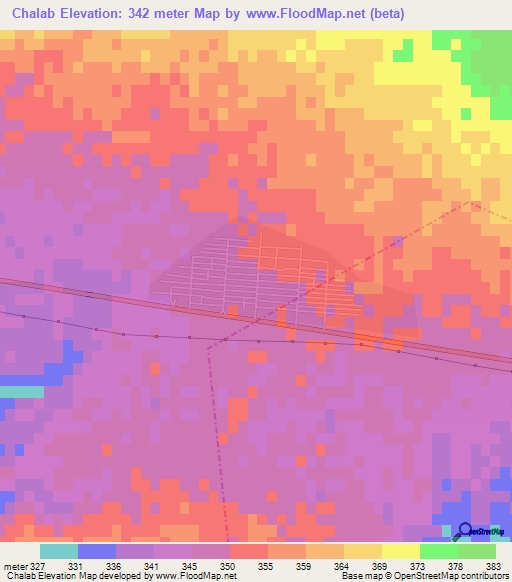 Chalab,Iran Elevation Map