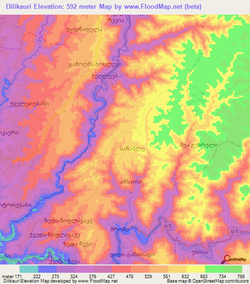 Dilikauri,Georgia Elevation Map