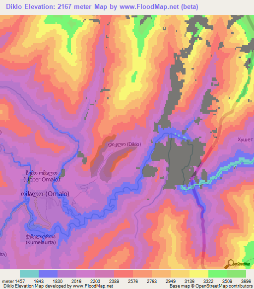 Diklo,Georgia Elevation Map