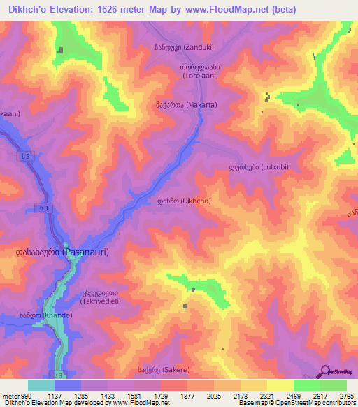 Dikhch'o,Georgia Elevation Map