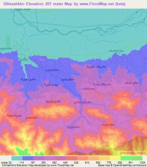 Dikhashkho,Georgia Elevation Map
