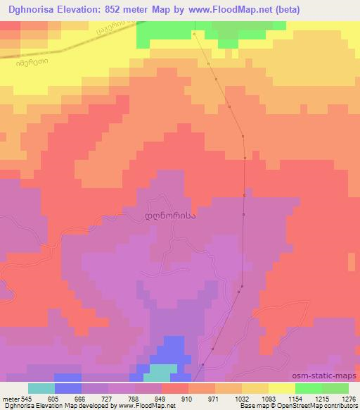 Dghnorisa,Georgia Elevation Map