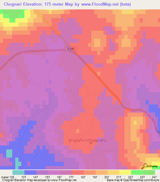Chognari,Georgia Elevation Map