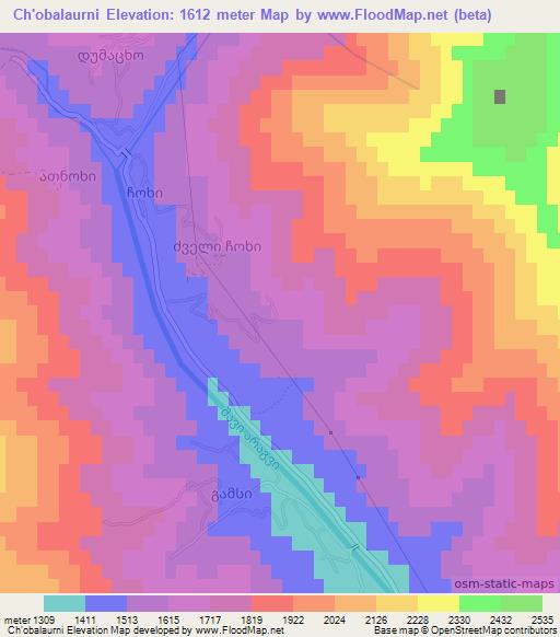 Ch'obalaurni,Georgia Elevation Map