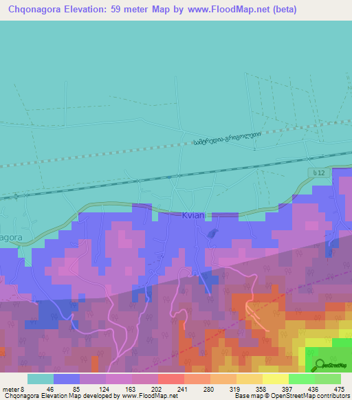 Chqonagora,Georgia Elevation Map