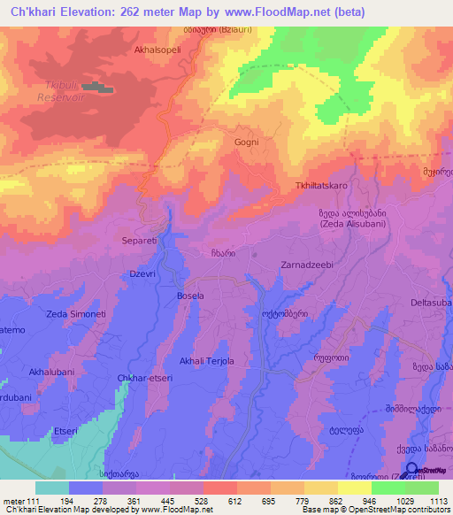 Ch'khari,Georgia Elevation Map