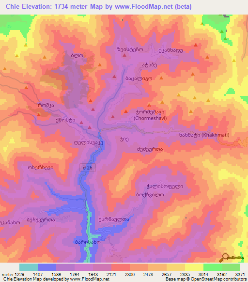 Chie,Georgia Elevation Map