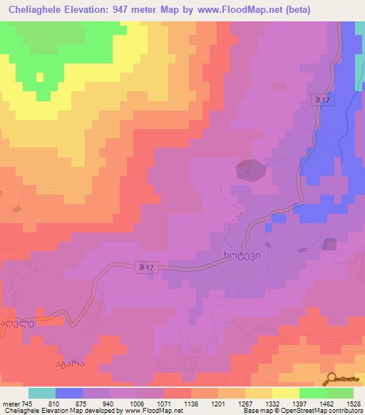 Cheliaghele,Georgia Elevation Map