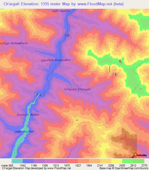 Ch'argali,Georgia Elevation Map