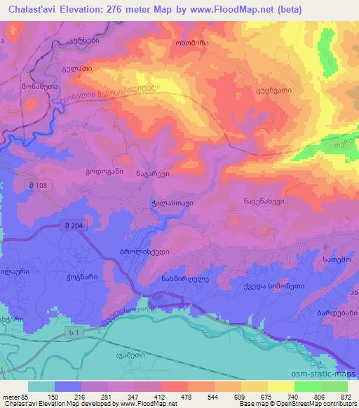 Chalast'avi,Georgia Elevation Map