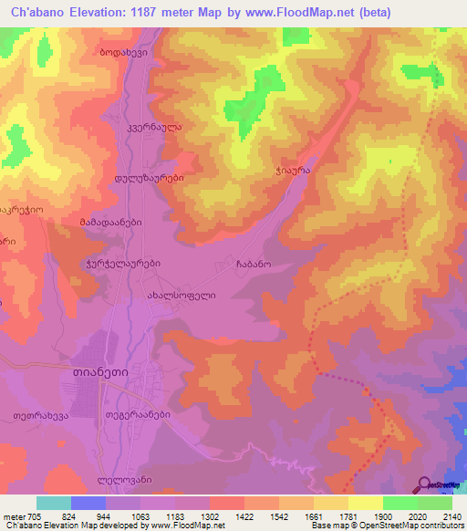Ch'abano,Georgia Elevation Map