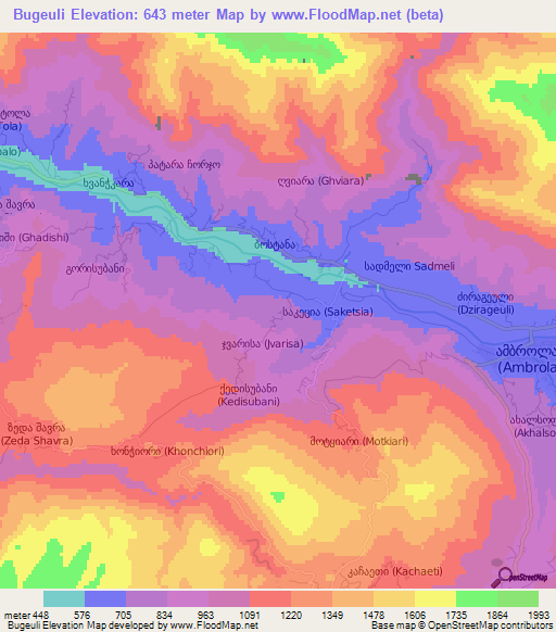 Bugeuli,Georgia Elevation Map